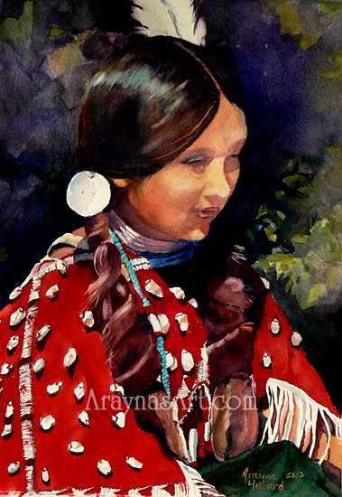 native american girl painting